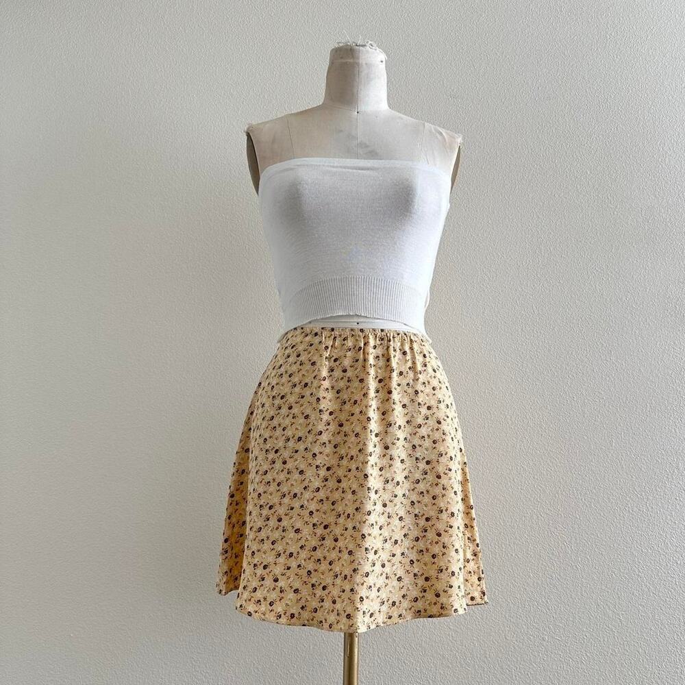 Handmade yellow floral mini skirt